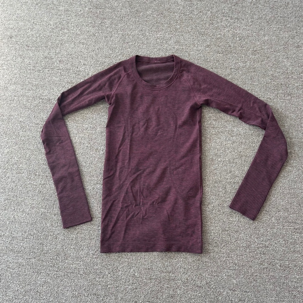 Lululemon Swiftly Tech Long Sleeve 2.0 Shirt Maroon Magenta Heathered Womens
